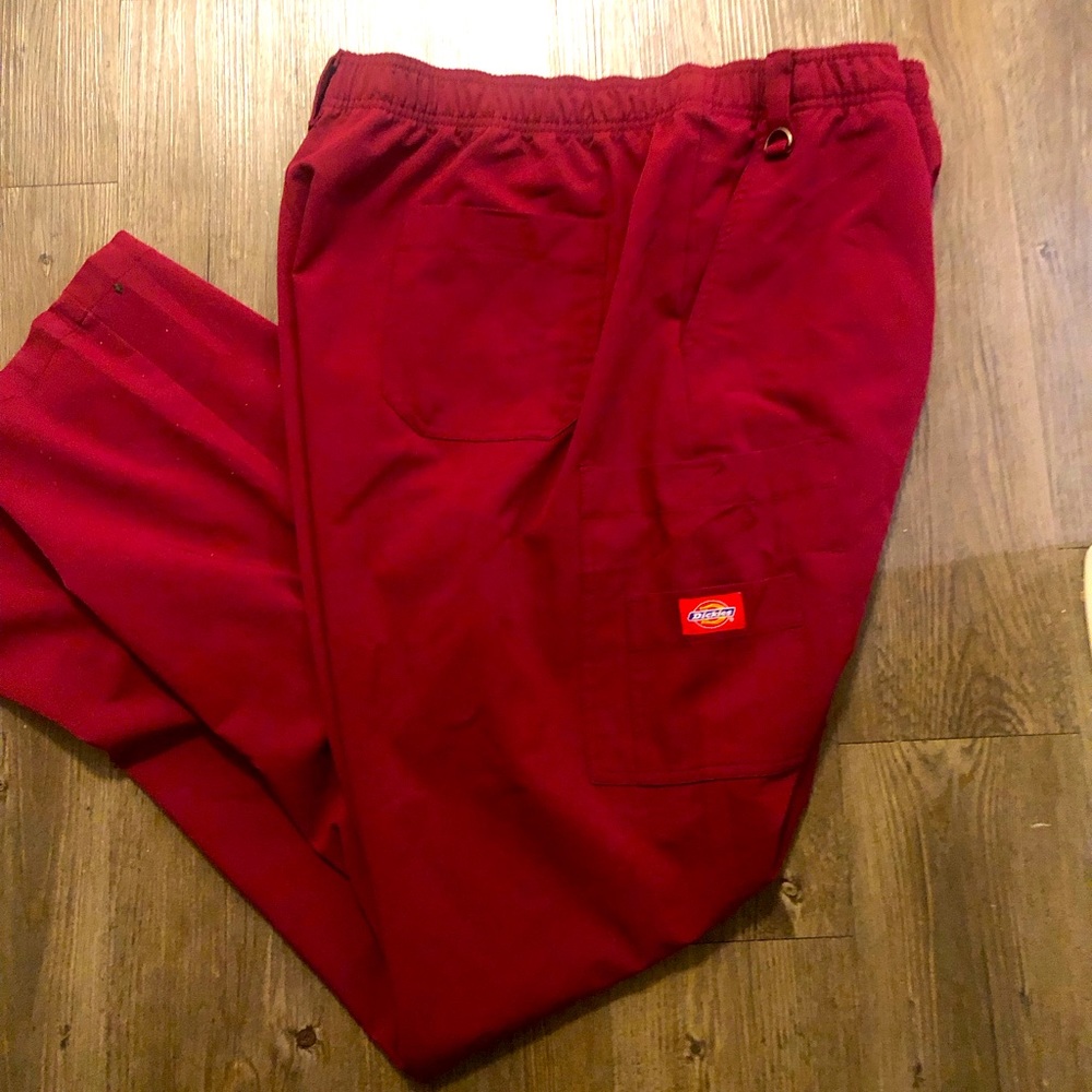 Dickie Men’s Maroon Cargo Style Jogger Pull-On Scrub Elastic Pant Size 42